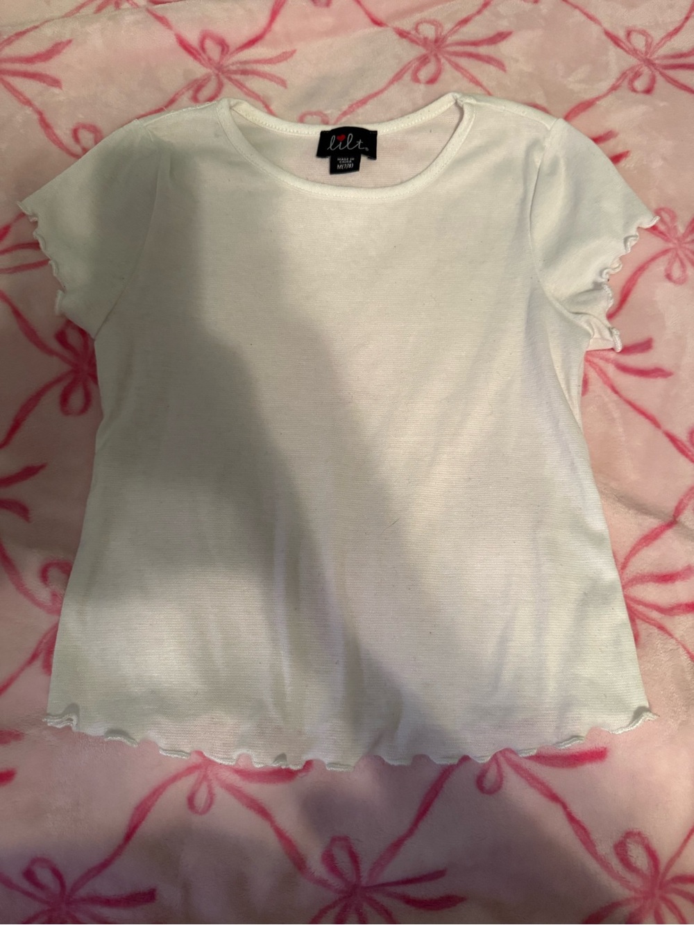 lilt White Girls' Short Sleeve Ruffle-Edge Tee